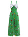 Green 1930s Christmas Tree Pom-Pom Bow Jumpsuit - vintage jumpsuit, retro fashion