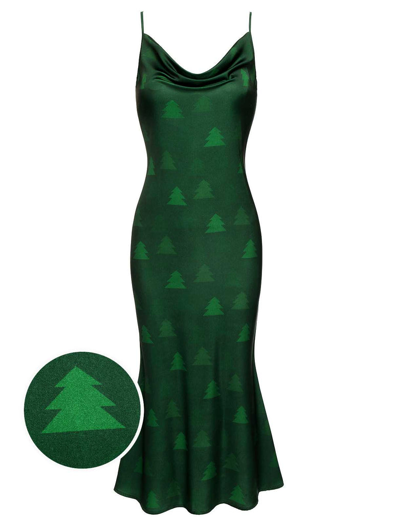 Green 1930s Christmas Tree Suspender Fishtail Dress: timeless style reimagined