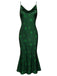 Green 1930s Christmas Tree Suspender Fishtail Dress — vintage elegance for the modern woman