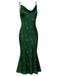 Green 1930s Christmas Tree Suspender Fishtail Dress: timeless style reimagined