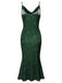 Green 1930s Christmas Tree Suspender Fishtail Dress — vintage elegance for the modern woman