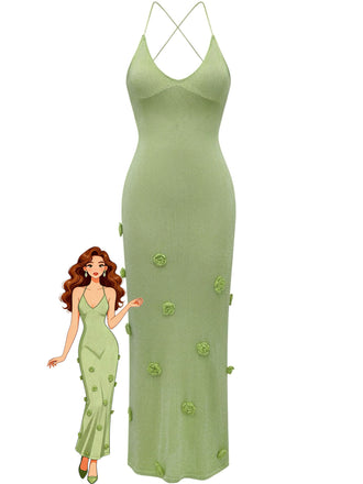 Green 1930s Crochet Knit Cover-Up Dress - vintage dress, retro fashion for vintage lovers