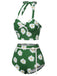 Green 1930s Daisy Halter Swimsuit, vintage swimsuit, pin-up swimwear - perfect for women who love vintage and retro fashion