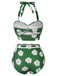 Green 1930s Daisy Halter Swimsuit, vintage swimsuit, pin-up swimwear - perfect for women who love vintage and retro fashion