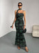 Green 1930s Floral Suspender Fishtail Dress - vintage dress, retro fashion
