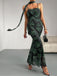 Green 1930s Floral Suspender Fishtail Dress - vintage dress, retro fashion