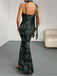 Green 1930s Floral Suspender Fishtail Dress - vintage dress, retro fashion