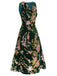 Green 1930s Floral Velvet Sleeveless Dress, vintage dress, retro fashion, floral print - perfect for women who love vintage and retro fashion