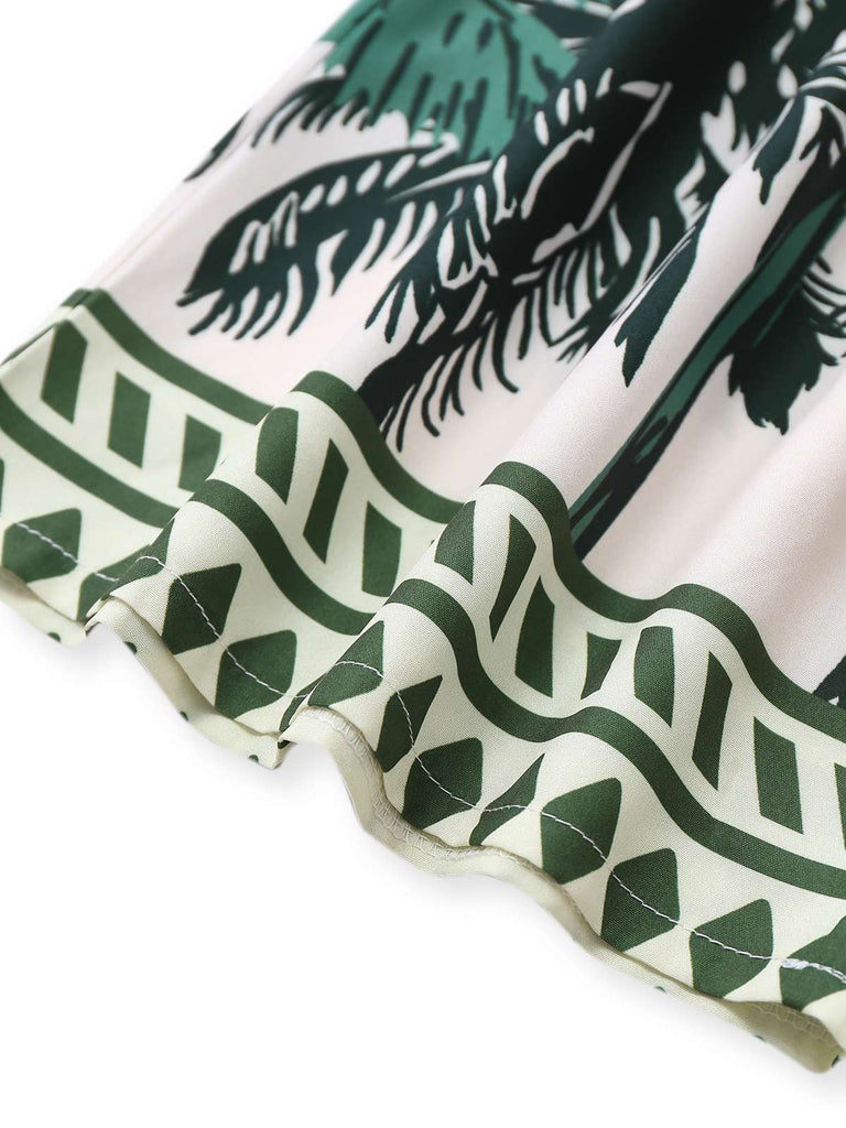 Green 1930s Palm Trees Halter Jumpsuit - vintage jumpsuit, retro fashion