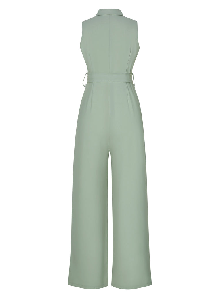 Green 1930s Shirt Collar Belted Jumpsuit, vintage romper, retro jumpsuit - perfect for women who love vintage and retro fashion