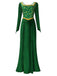 Green 1930s Shrek Medieval Style Embroidered Dress - vintage dress, retro fashion, elegant red