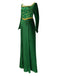Green 1930s Shrek Medieval Style Embroidered Dress - vintage dress, retro fashion, elegant red