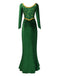 Green 1930s Shrek Medieval Style Embroidered Dress - vintage dress, retro fashion, elegant red