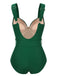 This Green 1930s Solid Belt Backless Swimsuit carries 1930s vacation dreams in every stitch