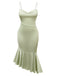 Green 1930s Solid Cowl Neck Ruffled Mermaid Dress - vintage dress, retro fashion