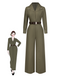 Green 1930s Solid Lapel Belted Jumpsuit, vintage romper, retro jumpsuit - perfect for women who love vintage and retro fashion