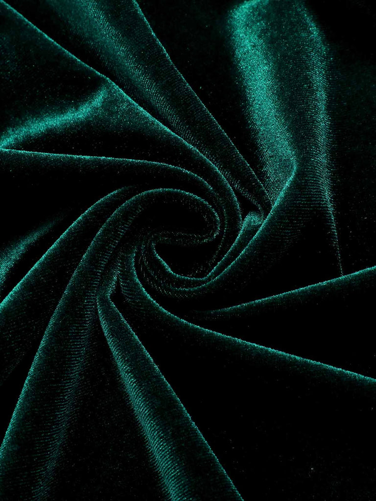 Green 1930s Spaghetti Strap Velvet Slit Dress — the kind of 1930s dress that makes strangers smile