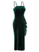 Green 1930s Spaghetti Strap Velvet Slit Dress, vintage dress, retro fashion - perfect for women who love vintage and retro fashion