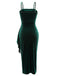 Green 1930s Spaghetti Strap Velvet Slit Dress, vintage dress, retro fashion - perfect for women who love vintage and retro fashion