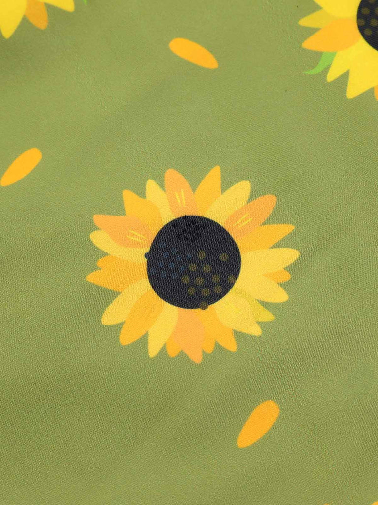 Green 1930s Sunflowers Halter Swimsuit, vintage swimsuit, pin-up swimwear - perfect for women who love vintage and retro fashion