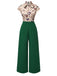 This Green 1930s Tie Neck Plaids Butterflies Jumpsuit whispers 1930s secrets to those who notice