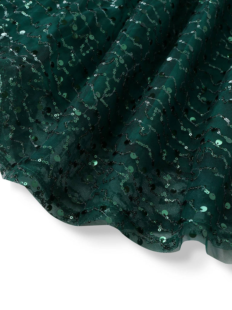 Green 1930s Twisted Sequin Mesh Dress - vintage dress, retro fashion
