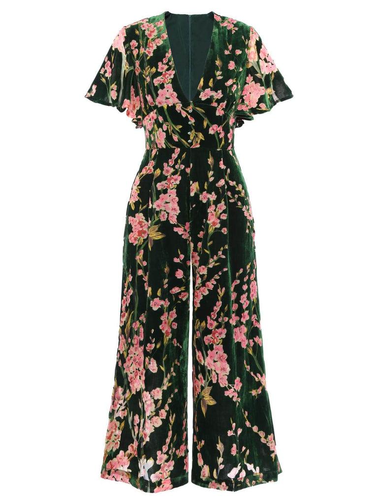 Green 1930s Velvet Vintage Jumpsuit — 1930s style that transcends decades