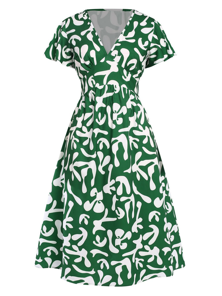 Green 1940s Colorblock Cap Dress, vintage dress, retro fashion - perfect for women who love vintage and retro fashion