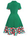 Green 1940s Colorful Plaid Notched Collar Dress — the kind of 1940s dress that makes strangers smile