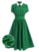 Green 1940s Contrast Shirt Collar Dress, vintage dress, retro fashion - perfect for women who love vintage and retro fashion