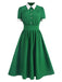 Green 1940s Contrast Shirt Collar Dress, vintage dress, retro fashion - perfect for women who love vintage and retro fashion