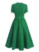 Green 1940s Contrast Shirt Collar Dress, vintage dress, retro fashion - perfect for women who love vintage and retro fashion