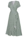 Green 1940s Ditsy Floral Flounce Sleeve Dress: where 1940s romance meets her modern spirit