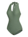 Green 1940s Floral Halter One-Piece Swimsuit — vintage elegance for the modern woman