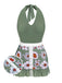 Green 1940s Floral Halter One-Piece Swimsuit: timeless style reimagined