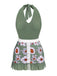 Green 1940s Floral Halter One-Piece Swimsuit — vintage elegance for the modern woman