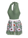 Green 1940s Floral Halter One-Piece Swimsuit: timeless style reimagined