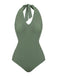 Green 1940s Floral Halter One-Piece Swimsuit: timeless style reimagined