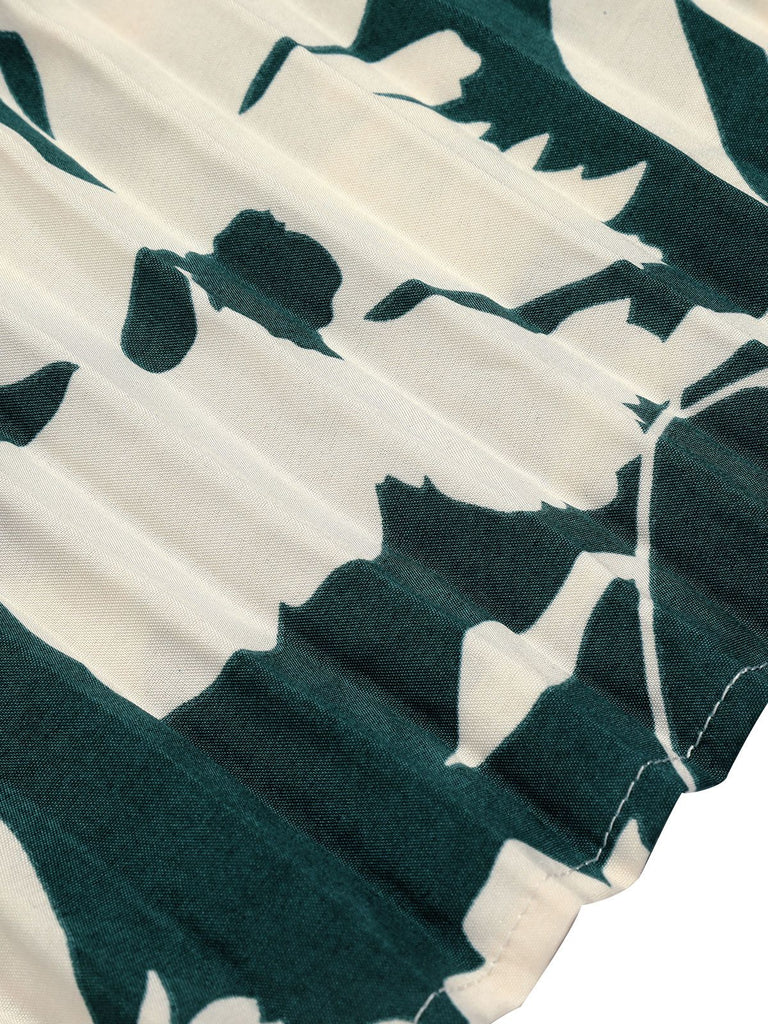 Green 1940s Floral Pleated Belt Dress, vintage dress, retro fashion, floral print - perfect for women who love vintage and retro fashion