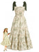 Green 1940s Floral Shoulder-Tie Tiered Dress, vintage dress, retro fashion - vintage inspired fashion