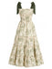 Green 1940s Floral Shoulder-Tie Tiered Dress, vintage dress, retro fashion - vintage inspired fashion