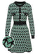 Green 1940s Knitted Floral A-Line Dress, vintage dress, retro fashion, floral print - perfect for women who love vintage and retro fashion