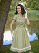 Green 1940s Lace Plaid Cotton Patchwork Dress - vintage dress, retro fashion