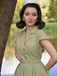Green 1940s Lace Plaid Cotton Patchwork Dress - vintage dress, retro fashion