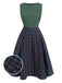She slips into this Green 1940s Plaids Patchwork Sleeveless Dress and suddenly it's a 1940s daydream