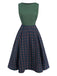 Green 1940s Plaids Patchwork Sleeveless Dress: where 1940s romance meets her modern spirit