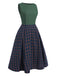 This Green 1940s Plaids Patchwork Sleeveless Dress wraps her in 1940s elegance, one twirl at a time