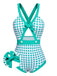 Green 1940s Polka Dot Bowknot One-Piece Swimsuit: timeless style reimagined