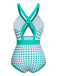 Green 1940s Polka Dot Bowknot One-Piece Swimsuit — vintage elegance for the modern woman