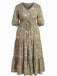 [Plus Size] 1970s Green Floral V-Neck Tiered Maxi Dress - vintage dress, retro fashion, floral print for vintage lovers